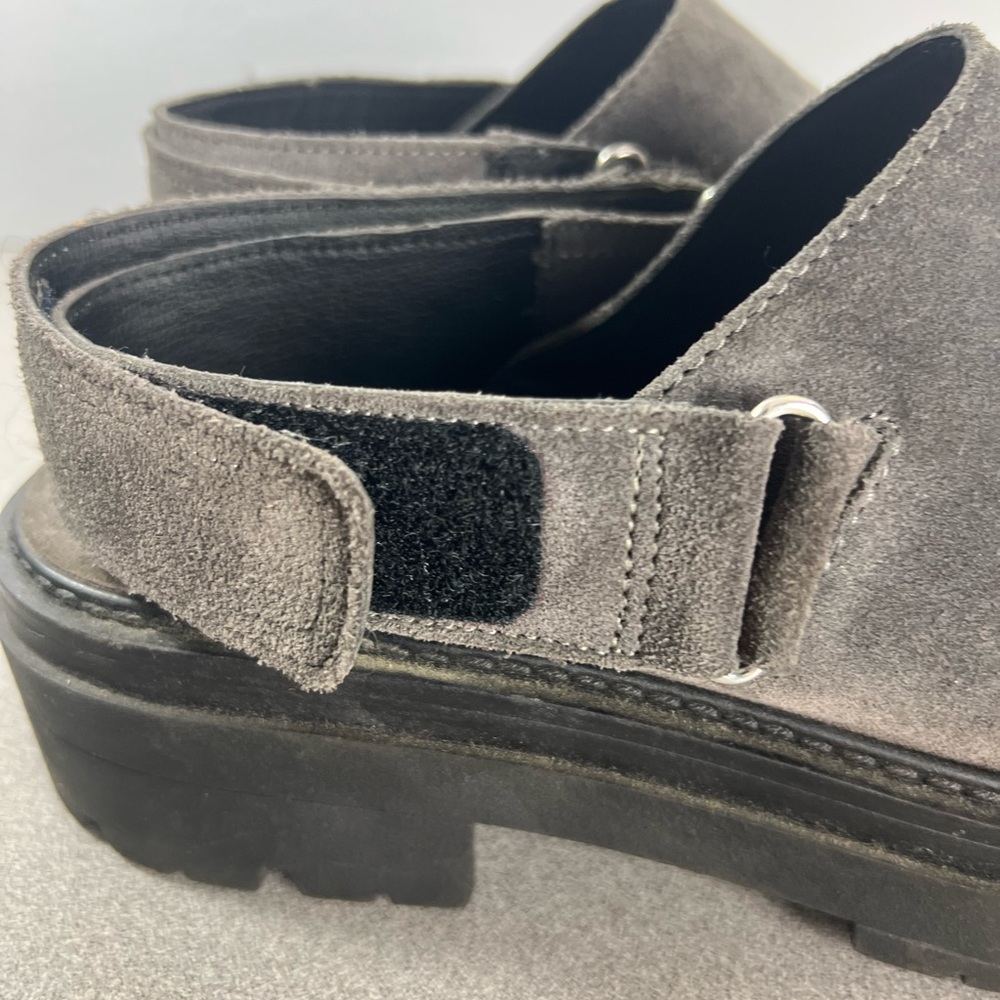 Free People Milo Slingback Mule Womens Size 39 US 8.5 Gray Suede Shoes clogs lug - Picture 3 of 9
